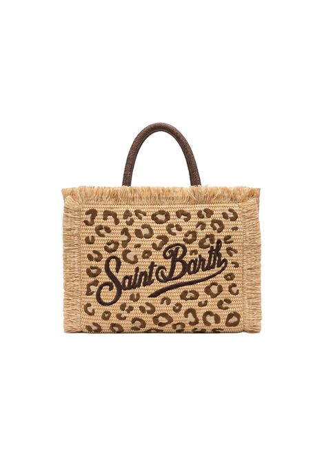Borsa Media In paglia SAINT BARTH | COL0017 COLETTE STRAW N00349L LEOPARD 18 EMB